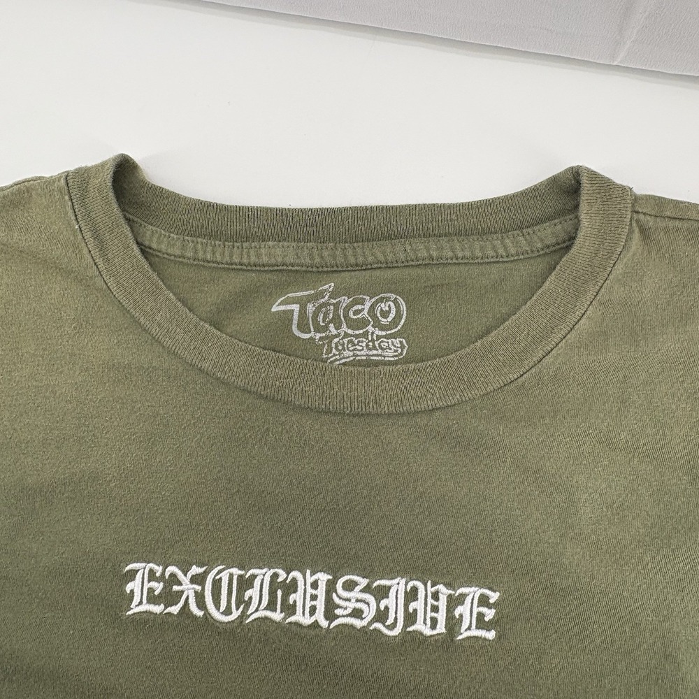 Taco Tuesday T-shirt Size X-Large Olive Green‎ Short Sleeve Exclusive Skeletons